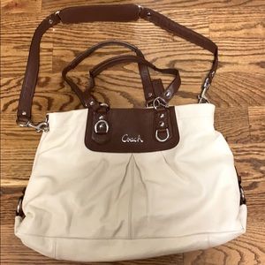 Cream and brown Coach Purse